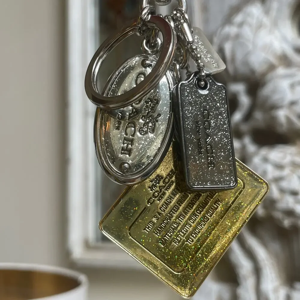RARE Coach Oversized Glitter Hangtag Keychain Bag Charm | Heavyweight Y2K